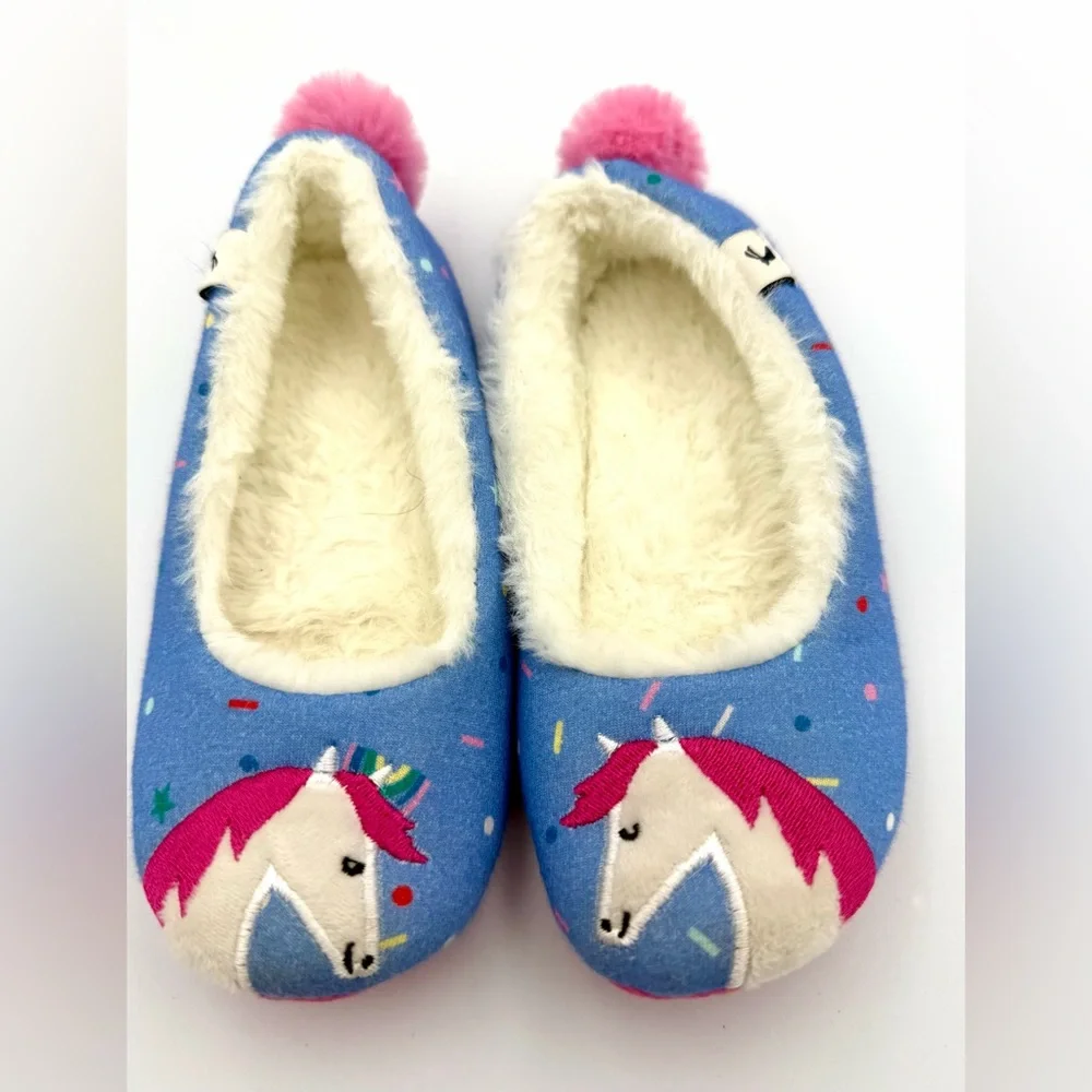 Joules Dreamer Slippers with Pony and Pink Pom Poms